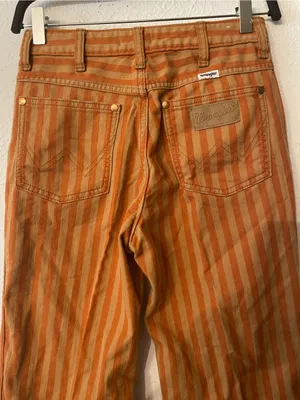 Wrangler Wanderer 622 High Rise Flare Jeans Orange Striped Size 25 thumbnail 6