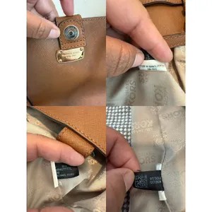MICHAEL KORS Large Saffiano Leather Tote JET SET Tall TRAVEL ACORN BROWn thumbnail 13