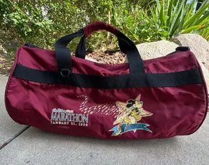Disney Vintage Marathon Burgundy Duffel Bag with Mickey Graphic thumbnail 1
