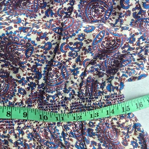 J. Crew Paisley Linen Smocked Waist Dress Blue Burgundy BP857 Womens Medium‎ thumbnail 9