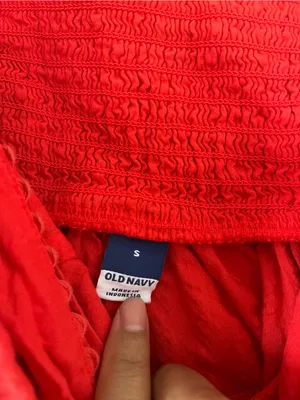 Old Navy Red Bow Front Midi Dress Small Cotton Resort Vacation Euro Summer thumbnail 4