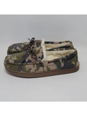 Club Room Faux Fur Lining Camouflage Moccasin Slip On Boat Shoes Size M 8-9 thumbnail 6