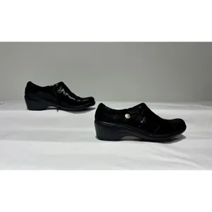 Clarks Collection Black Snakeskin Wedge Loafers Size 9 thumbnail 3