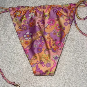 Black Bough swim adjustable bikini bottoms tie sides floral groovy print flowers thumbnail 3