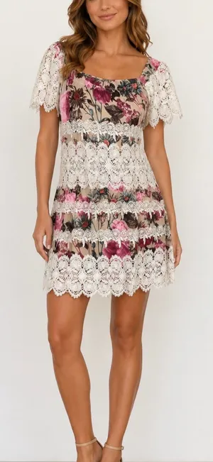 NWOT!! For Love & Lemons Cadence Off The Shoulder Boho Mini Dress Size Medium thumbnail 1