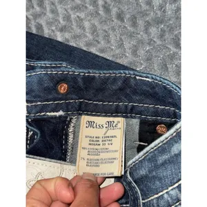Miss Me Women's Standard Bootcut Embellish Blue Denim Mid Rise Dark Wash Size 28 thumbnail 6