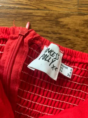 Princess Polly Strapless Linen Red Dress thumbnail 3