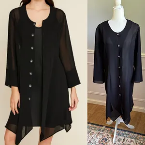 Dark Academia Vintage Chiffon Shirt Dress Witchy Whimsigoth Vampy Dolce Sz Med thumbnail 2