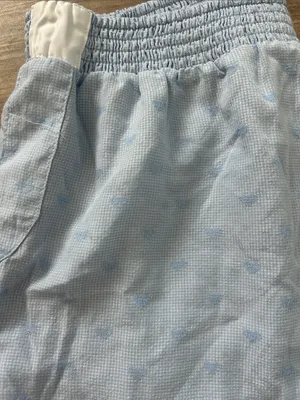 Lux Light Blue Elastic Waist Pajama Shorts w Heart Plaid Print thumbnail 4