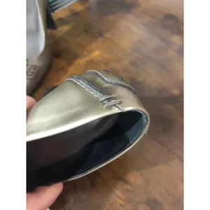 Vintage Tods Bronze Green Metallic Leather Block Heel Loafers 37.5 Y2K 90s thumbnail 11