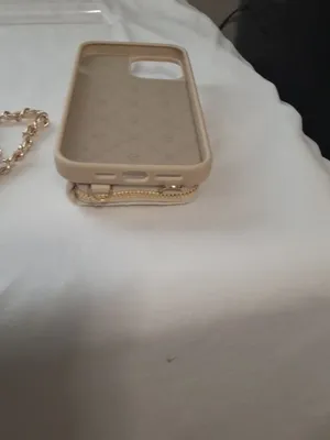 Cream Quilted Phone Case With Crossbody Chain Strap & Chain wrislet Iphone 14 Pr thumbnail 13