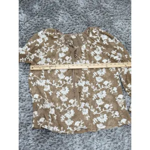 Y2k Sheer Mesh Floral Blouse Long Sleeve Embroidered Women XL Floral Cottagecore thumbnail 7