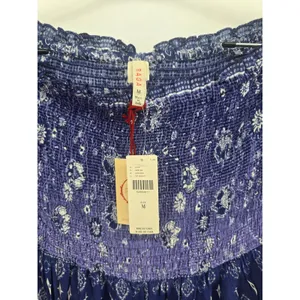 RAGA Top Womens Medium R2773 Blue Purple Smocked Off Shoulder NEW thumbnail 2
