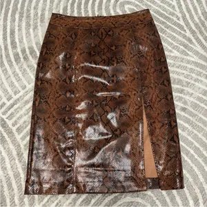 Express x Negin Mirsalehi Snakeskin Leather-like Midi Skirt‎ 10 thumbnail 3