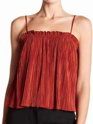 Madewell Pleated Ruffled Nicole Plisse Rust Camisole Swing Top Size S thumbnail 1