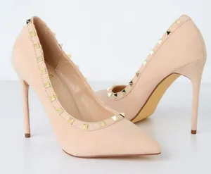 Lulus‎ Vydia Suede Studded Pumps in Nude Size 8 thumbnail 1