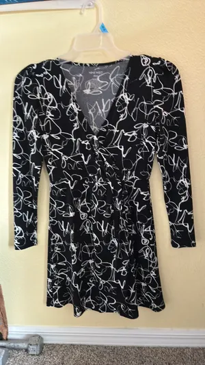 Nine West Black Dress White Print thumbnail 3