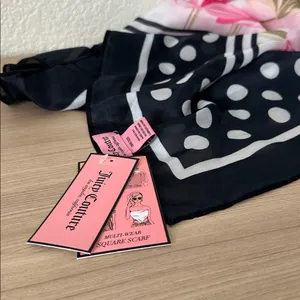 Juicy Couture Pink Floral and Black Polka Dot Scarf thumbnail 3