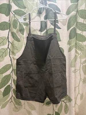 Cider Olive Green Short Denim Overalls thumbnail 5