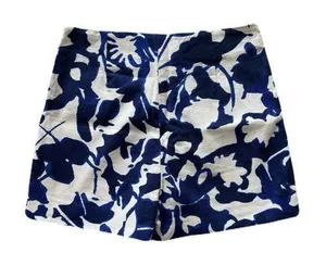 Women's Zara Blue and White High Waist Shorts with Bold Print Floral Size S thumbnail 1