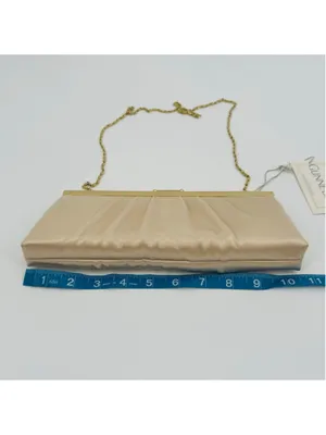 NWT Vintage Gunne Sax Champagne Satin Gold Evening Bag Formal Clutch thumbnail 3