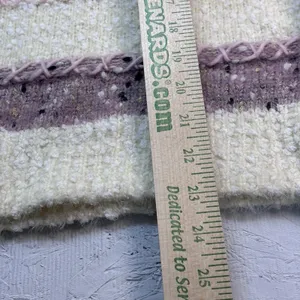 Absolutely Creative Worldwide Women's Fuzzy Striped Sweater L Cream Mauve Knit thumbnail 8
