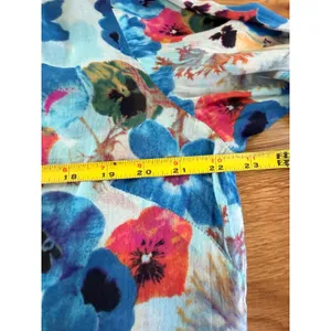 Jackpot Missy Floral Cotton Gauze Button Down Tunic Shirt Blue Size Large (est) thumbnail 6