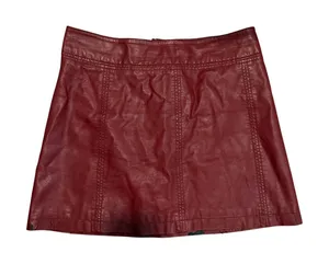 Free People Vegan Leather Mini Skirt Burgundy Red Faux‎ Leather Size 10 thumbnail 1