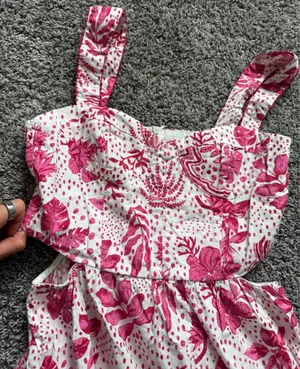 Zara White Midi Dress with Pink Floral Print thumbnail 6