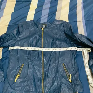 Alfani Women's Navy Leather Jacket thumbnail 6