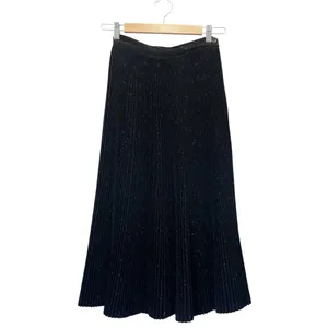 Vintage 60s Campus Casuals Wool Pleated Midi Skirt Black Confetti Fleck Size XS thumbnail 2