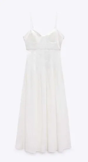 ZARA dress maxi corset style bohemian white summer vacation thumbnail 5