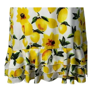 Boohoo‎ Lemon Print Sundress Yellow Fruit Floral Cutout Summer Coquette Vacation thumbnail 5