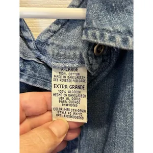 VTG Faded Glory Womens XL Blue Denim Sleeveless Button Shirt Back Cutout Cowgirl thumbnail 6