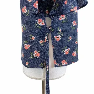 One Clothing XS Blue Dots Floral Top Tie Side thumbnail 6