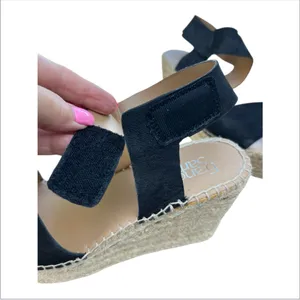 Franco Sarto Tulsa ‎ Black Espadrille Wedge Sandals Women's Size 8.5 M 4" Heel thumbnail 6