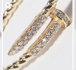 Pave Edge Twisted Gold Plated Bangle Bracelet thumbnail 4