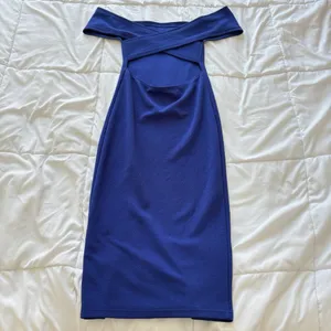 Womens Blue Midi Dress Slit Coquette Dainty Romantic Cocktail‎ Open Back Whimsy thumbnail 5