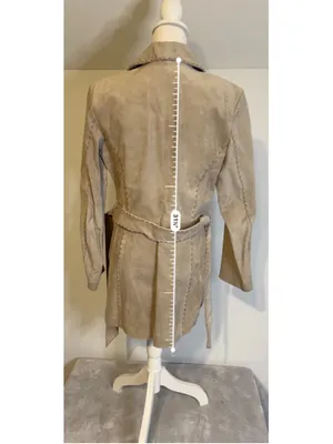 Women's BKE Diva Beige Suede Trench Coat M thumbnail 4
