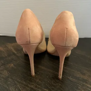 Women’s Schutz Myrine Nubuck Beige Nude Mesh Leather High Heel Sexy Pump 7.5 thumbnail 5