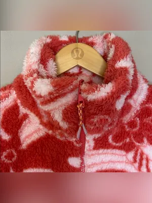 American Eagle Red/White Bear Hug Cozy Sherpa Zip Jacket‎ Sz Med Boho-Chic Fairy thumbnail 8