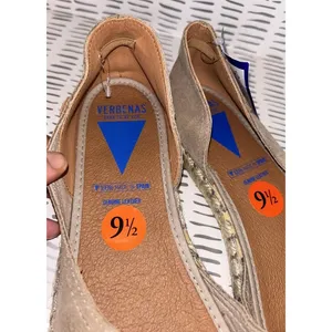 NWT Verbenas Womens Suede Peep Toe Espadrille Flats Taupe Made‎ in Spain Sz 9.5 thumbnail 6