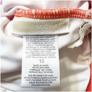 Michael Kors One Peice Faux Wrap Swimsuit Gold Tone Ring Accent Size 10 Orange thumbnail 9