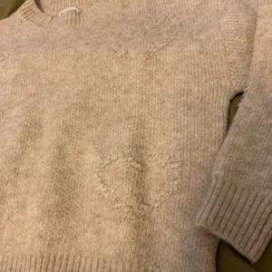 FRNCH Paris Cream Textured Heart Knit Crewneck Sweater Medium thumbnail 5