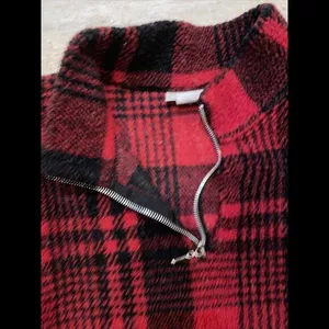 Vtg Alias Red Plaid Fleece Jacket Women L 80 Or 90s Made In USA 1/4 Zip‎ thumbnail 4