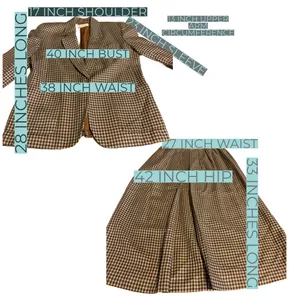 Vintage 1980'S Jh Collectibles Brown, Tan & Blue Plaid Wool Blend Skirt Set (8) thumbnail 14