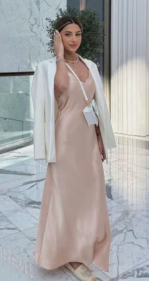 Zara maxi midi dress wedding dusty rose satin effect slip party evening thumbnail 1