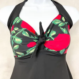 Cocoship Pinup Swimsuit Womens Small Retro Sailor‎ Skirted Roses Feminine Glam thumbnail 2