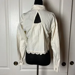 Vtg Cream Western Lace Button Up Long Sleeve High Low Unique Shirt thumbnail 3