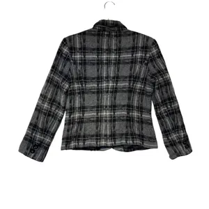 Tribal Womens Grey Black Plaid‎ Single Button Blazer Jacket Size 6 Professional thumbnail 7